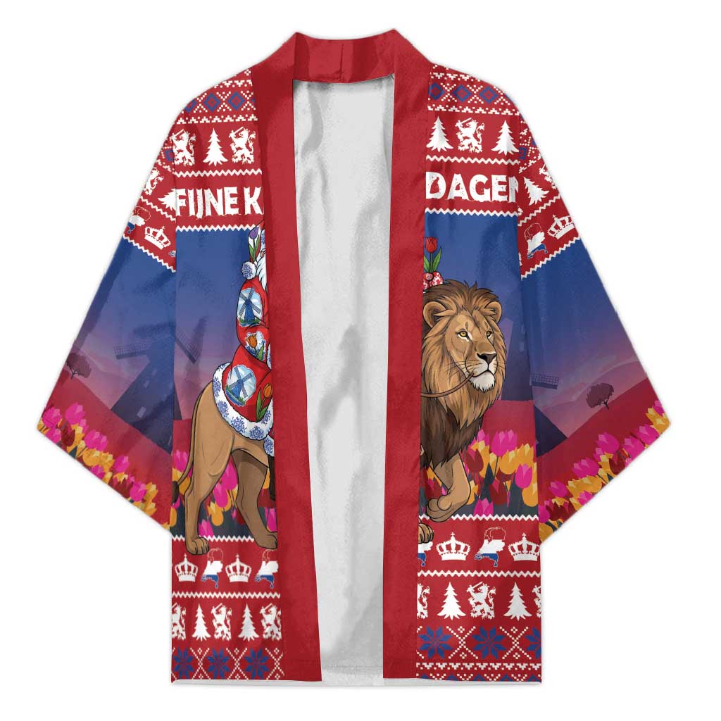 Netherlands Christmas Personalized Kimono Santa Riding Lion Fijne Kerstdagen - Wonder Print Shop