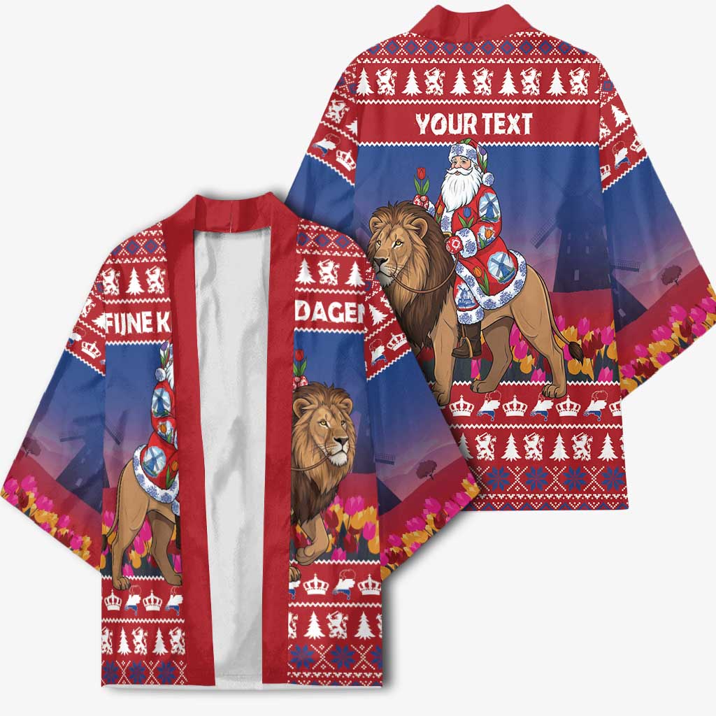 Netherlands Christmas Personalized Kimono Santa Riding Lion Fijne Kerstdagen - Wonder Print Shop