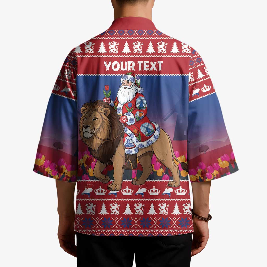 Netherlands Christmas Personalized Kimono Santa Riding Lion Fijne Kerstdagen - Wonder Print Shop