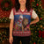 Netherlands Christmas Personalized Christmas Knitted V-Neck Vest Santa Riding Lion Fijne Kerstdagen - Wonder Print Shop