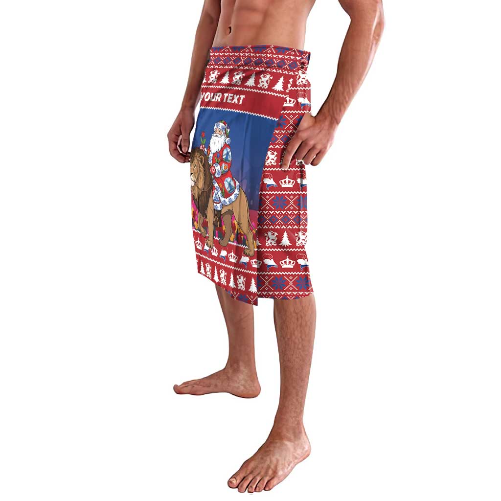 Netherlands Christmas Personalized Lavalava Santa Riding Lion Fijne Kerstdagen - Wonder Print Shop