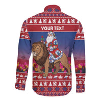 Netherlands Christmas Personalized Long Sleeve Button Shirt Santa Riding Lion Fijne Kerstdagen - Wonder Print Shop