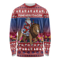 Netherlands Christmas Personalized Long Sleeve Shirt Santa Riding Lion Fijne Kerstdagen - Wonder Print Shop