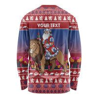 Netherlands Christmas Personalized Long Sleeve Shirt Santa Riding Lion Fijne Kerstdagen - Wonder Print Shop