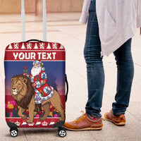 Netherlands Christmas Personalized Luggage Cover Santa Riding Lion Fijne Kerstdagen - Wonder Print Shop