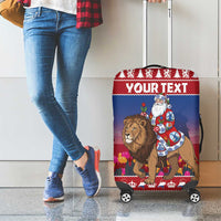 Netherlands Christmas Personalized Luggage Cover Santa Riding Lion Fijne Kerstdagen - Wonder Print Shop