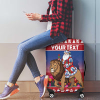 Netherlands Christmas Personalized Luggage Cover Santa Riding Lion Fijne Kerstdagen - Wonder Print Shop