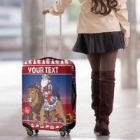 Netherlands Christmas Personalized Luggage Cover Santa Riding Lion Fijne Kerstdagen - Wonder Print Shop