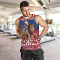 Netherlands Christmas Personalized Men Tank Top Santa Riding Lion Fijne Kerstdagen - Wonder Print Shop