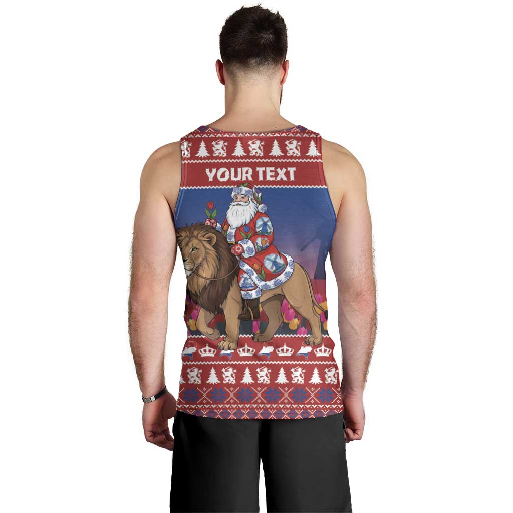Netherlands Christmas Personalized Men Tank Top Santa Riding Lion Fijne Kerstdagen - Wonder Print Shop