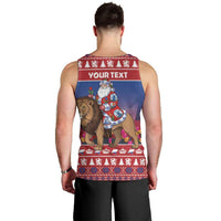 Netherlands Christmas Personalized Men Tank Top Santa Riding Lion Fijne Kerstdagen - Wonder Print Shop