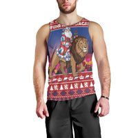 Netherlands Christmas Personalized Men Tank Top Santa Riding Lion Fijne Kerstdagen - Wonder Print Shop