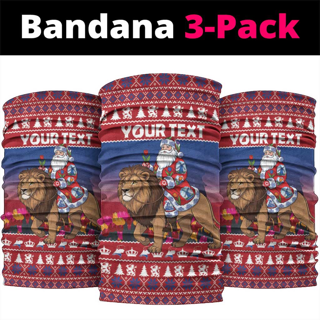 Netherlands Christmas Personalized Neck Gaiter Santa Riding Lion Fijne Kerstdagen - Wonder Print Shop