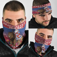Netherlands Christmas Personalized Neck Gaiter Santa Riding Lion Fijne Kerstdagen - Wonder Print Shop