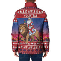 Netherlands Christmas Personalized Padded Jacket Santa Riding Lion Fijne Kerstdagen - Wonder Print Shop