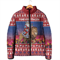 Netherlands Christmas Personalized Padded Jacket Santa Riding Lion Fijne Kerstdagen - Wonder Print Shop