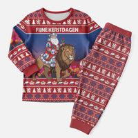 Netherlands Christmas Personalized Christmas Pajama Set Santa Riding Lion Fijne Kerstdagen - Wonder Print Shop