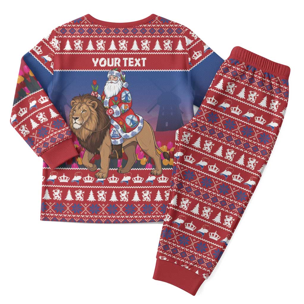 Netherlands Christmas Personalized Christmas Pajama Set Santa Riding Lion Fijne Kerstdagen - Wonder Print Shop