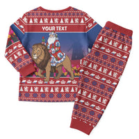 Netherlands Christmas Personalized Christmas Pajama Set Santa Riding Lion Fijne Kerstdagen - Wonder Print Shop