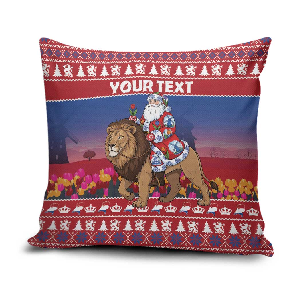 Netherlands Christmas Personalized Pillow Cover Santa Riding Lion Fijne Kerstdagen - Wonder Print Shop