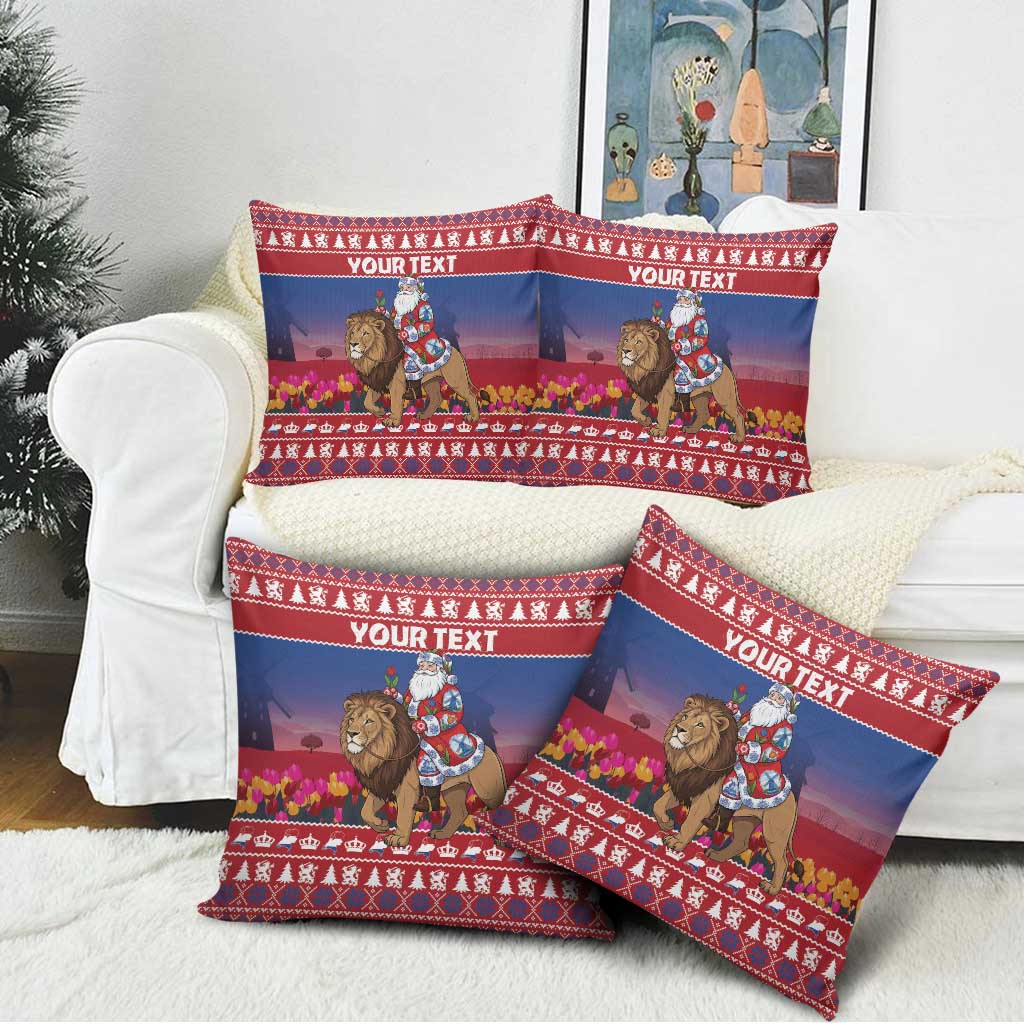 Netherlands Christmas Personalized Pillow Cover Santa Riding Lion Fijne Kerstdagen - Wonder Print Shop