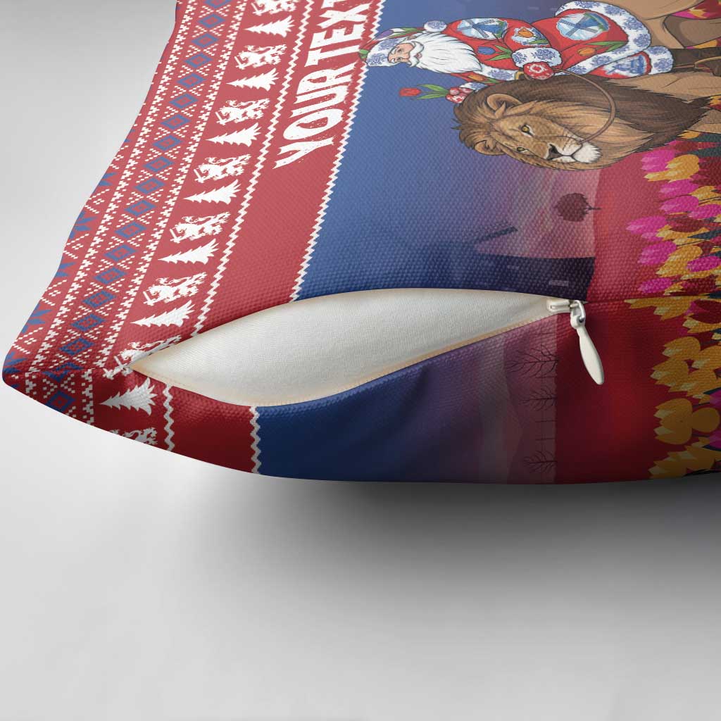 Netherlands Christmas Personalized Pillow Cover Santa Riding Lion Fijne Kerstdagen - Wonder Print Shop
