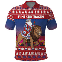 Netherlands Christmas Personalized Polo Shirt Santa Riding Lion Fijne Kerstdagen - Wonder Print Shop