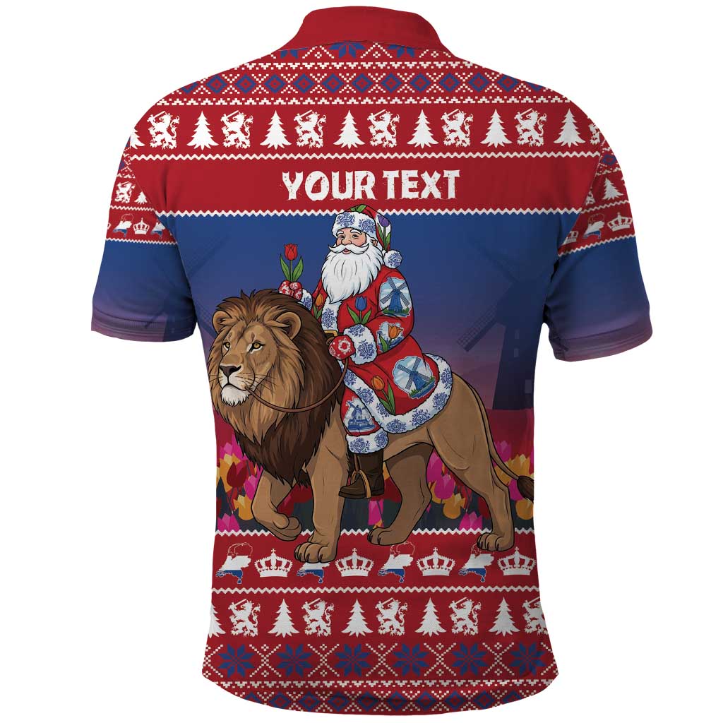 Netherlands Christmas Personalized Polo Shirt Santa Riding Lion Fijne Kerstdagen - Wonder Print Shop
