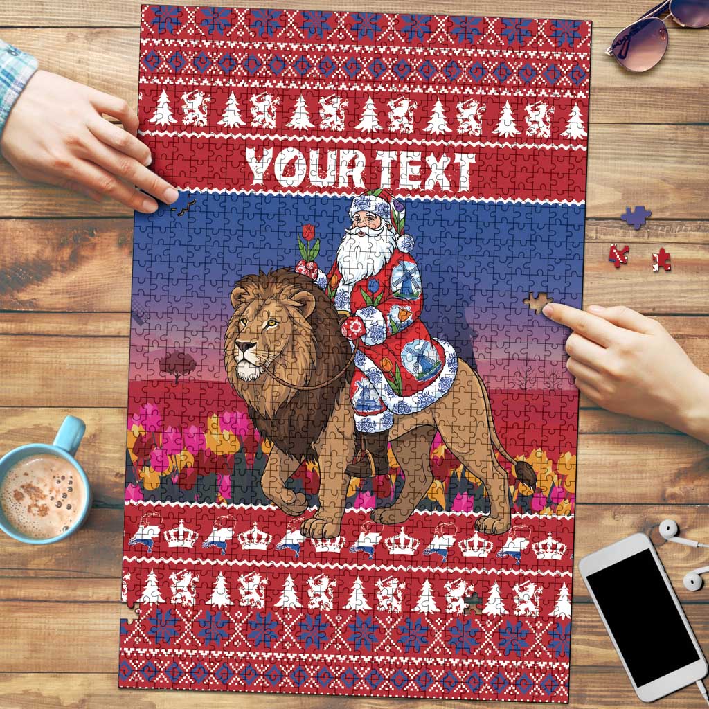 Netherlands Christmas Personalized Puzzle Santa Riding Lion Fijne Kerstdagen - Wonder Print Shop