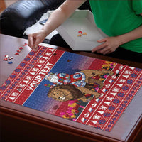 Netherlands Christmas Personalized Puzzle Santa Riding Lion Fijne Kerstdagen - Wonder Print Shop