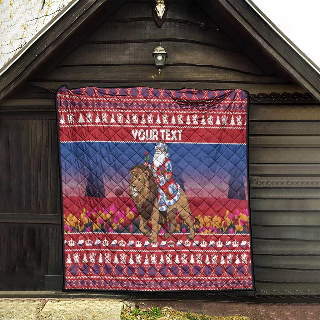 Netherlands Christmas Personalized Quilt Santa Riding Lion Fijne Kerstdagen - Wonder Print Shop
