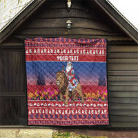 Netherlands Christmas Personalized Quilt Santa Riding Lion Fijne Kerstdagen - Wonder Print Shop
