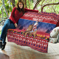 Netherlands Christmas Personalized Quilt Santa Riding Lion Fijne Kerstdagen - Wonder Print Shop