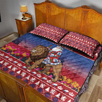 Netherlands Christmas Personalized Quilt Bed Set Santa Riding Lion Fijne Kerstdagen - Wonder Print Shop