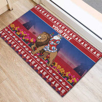Netherlands Christmas Personalized Rubber Doormat Santa Riding Lion Fijne Kerstdagen - Wonder Print Shop