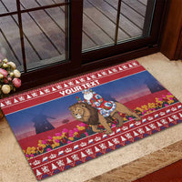 Netherlands Christmas Personalized Rubber Doormat Santa Riding Lion Fijne Kerstdagen - Wonder Print Shop