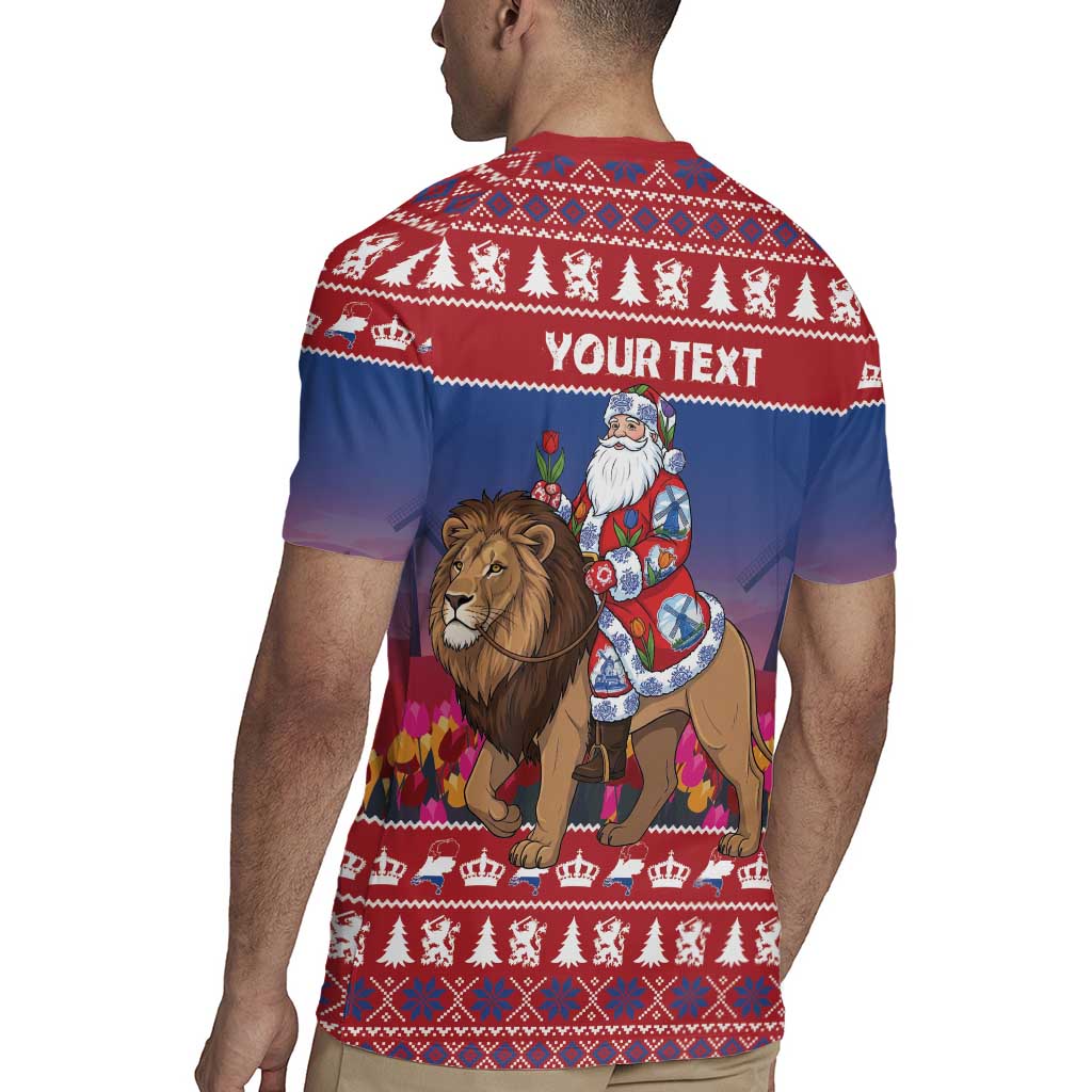 Netherlands Christmas Personalized Rugby Jersey Santa Riding Lion Fijne Kerstdagen - Wonder Print Shop