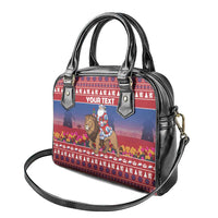 Netherlands Christmas Personalized Shoulder Handbag Santa Riding Lion Fijne Kerstdagen - Wonder Print Shop