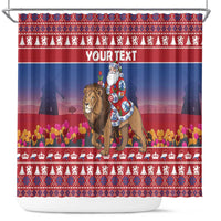 Netherlands Christmas Personalized Shower Curtain Santa Riding Lion Fijne Kerstdagen - Wonder Print Shop
