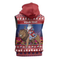 Netherlands Christmas Personalized Sleeveless Hoodie Santa Riding Lion Fijne Kerstdagen - Wonder Print Shop
