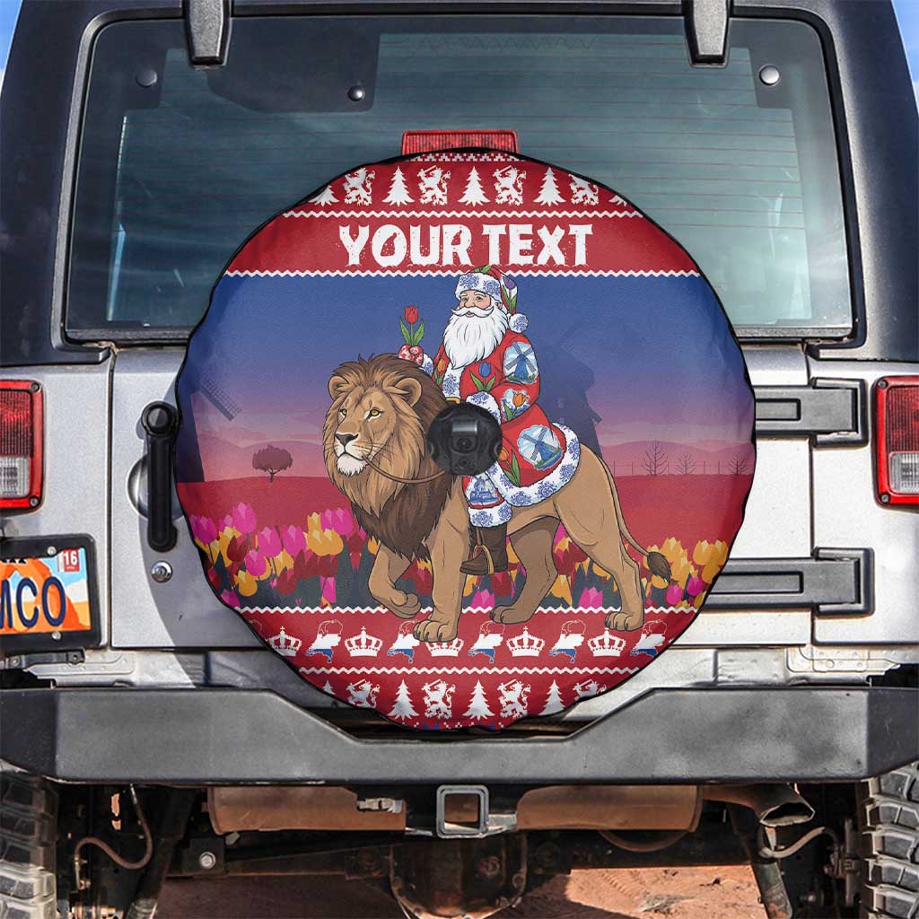Netherlands Christmas Personalized Spare Tire Cover Santa Riding Lion Fijne Kerstdagen - Wonder Print Shop