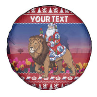 Netherlands Christmas Personalized Spare Tire Cover Santa Riding Lion Fijne Kerstdagen - Wonder Print Shop