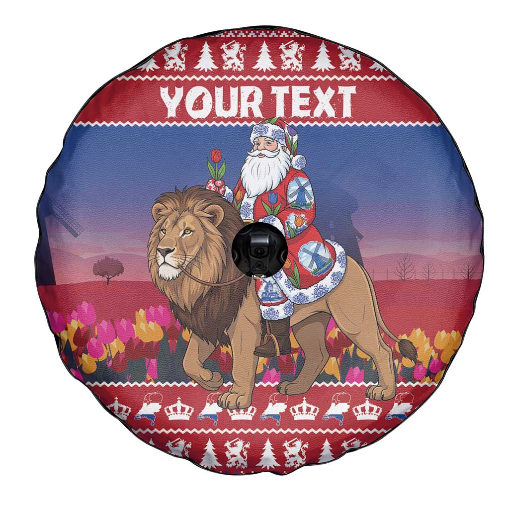 Netherlands Christmas Personalized Spare Tire Cover Santa Riding Lion Fijne Kerstdagen - Wonder Print Shop