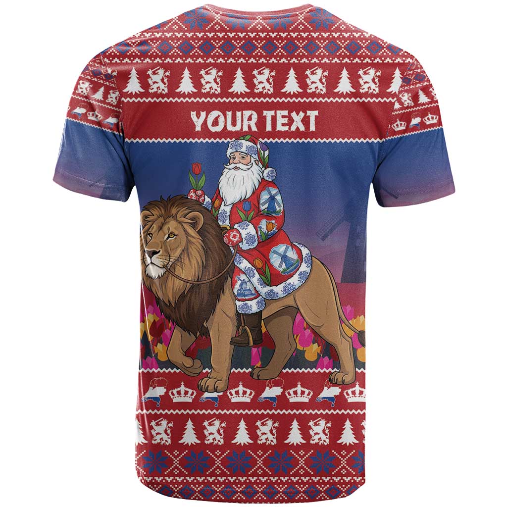 Netherlands Christmas Personalized T Shirt Santa Riding Lion Fijne Kerstdagen - Wonder Print Shop