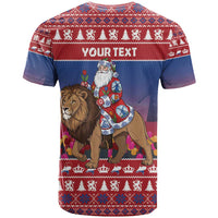 Netherlands Christmas Personalized T Shirt Santa Riding Lion Fijne Kerstdagen - Wonder Print Shop
