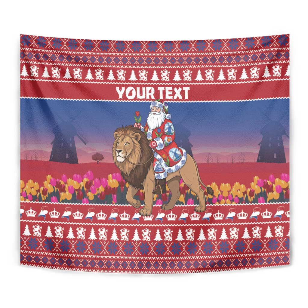 Netherlands Christmas Personalized Tapestry Santa Riding Lion Fijne Kerstdagen - Wonder Print Shop