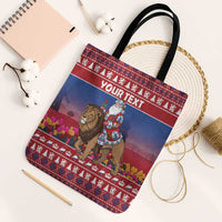 Netherlands Christmas Personalized Tote Bag Santa Riding Lion Fijne Kerstdagen - Wonder Print Shop