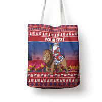 Netherlands Christmas Personalized Tote Bag Santa Riding Lion Fijne Kerstdagen - Wonder Print Shop