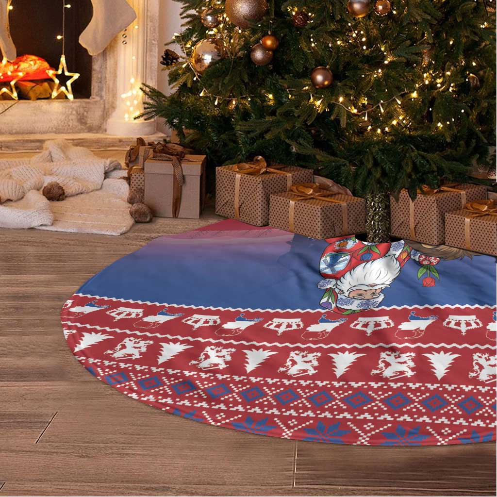 Netherlands Christmas Personalized Tree Skirt Santa Riding Lion Fijne Kerstdagen - Wonder Print Shop