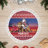 Netherlands Christmas Personalized Tree Skirt Santa Riding Lion Fijne Kerstdagen - Wonder Print Shop